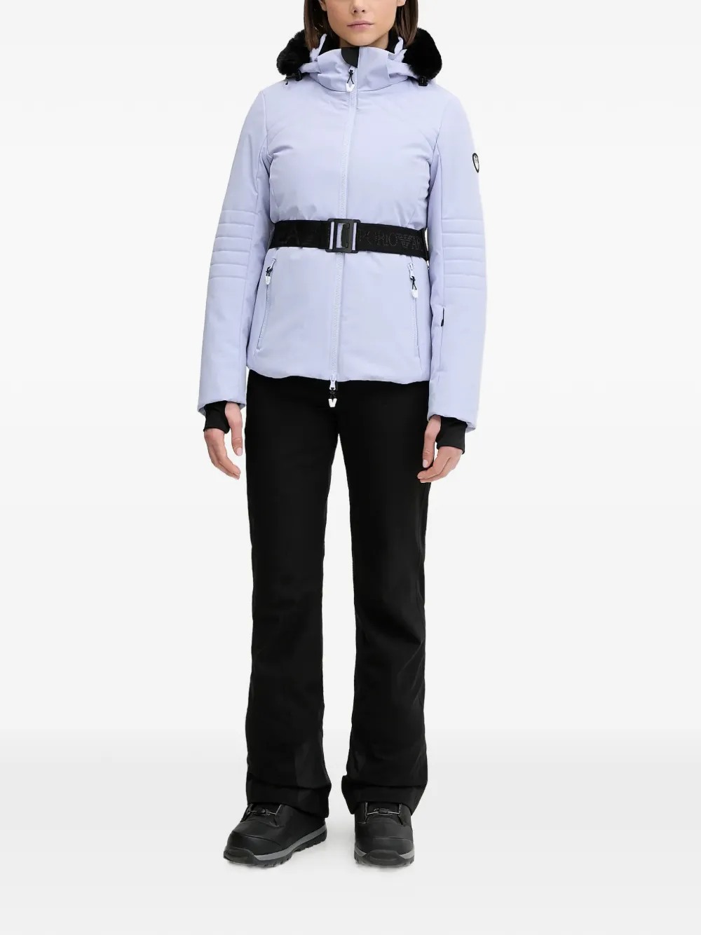 Ea7 Emporio Armani Ski-jack met capuchon en ceintuur Paars