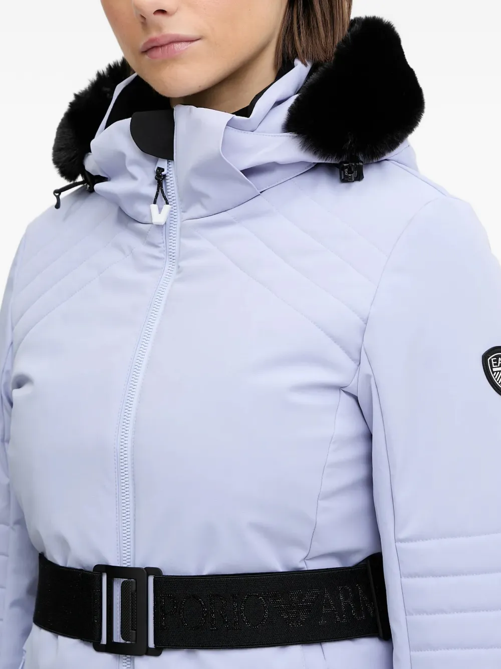Ea7 Emporio Armani Ski-jack met capuchon en ceintuur Paars