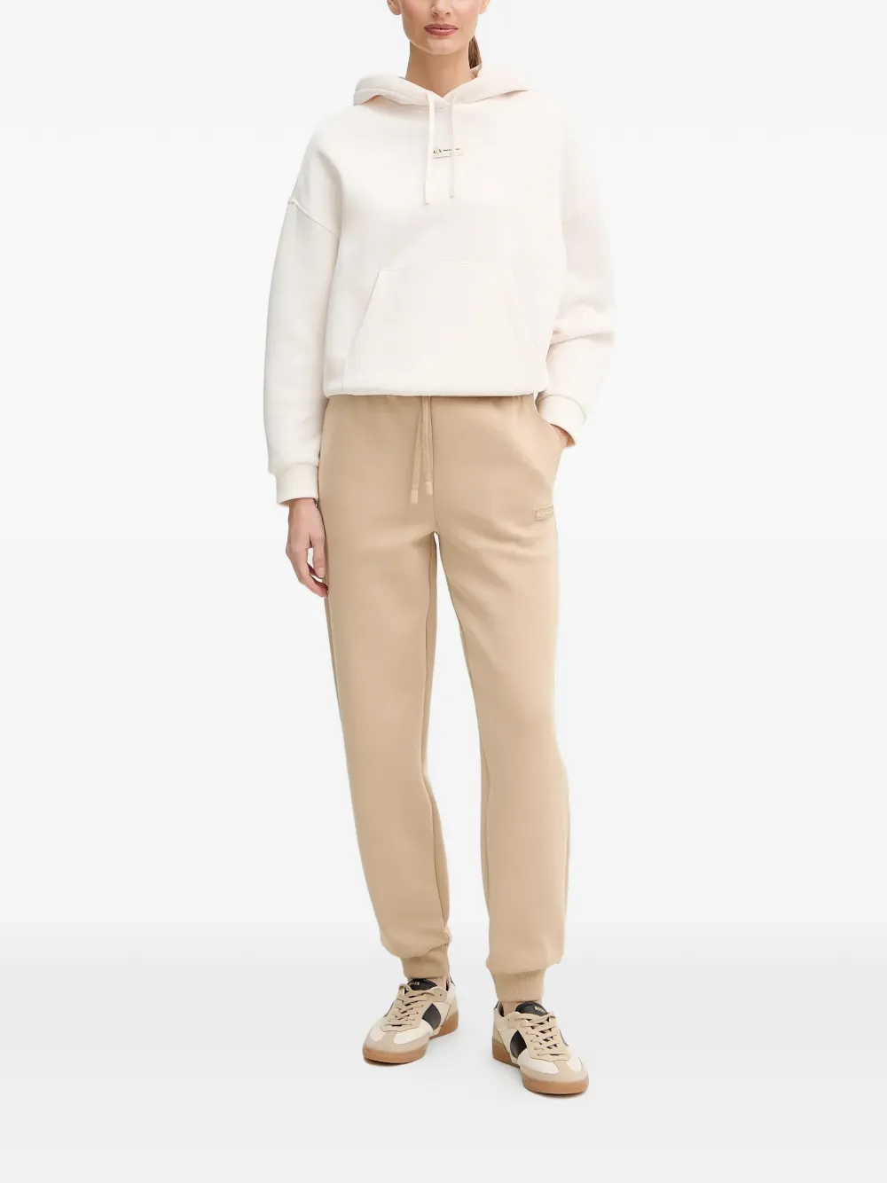 Armani Exchange logo-patch trousers - Beige