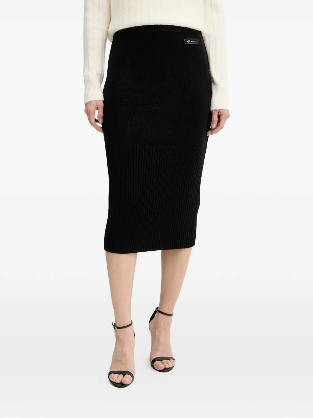 Armani Exchange ribbed midi skirt - Nero