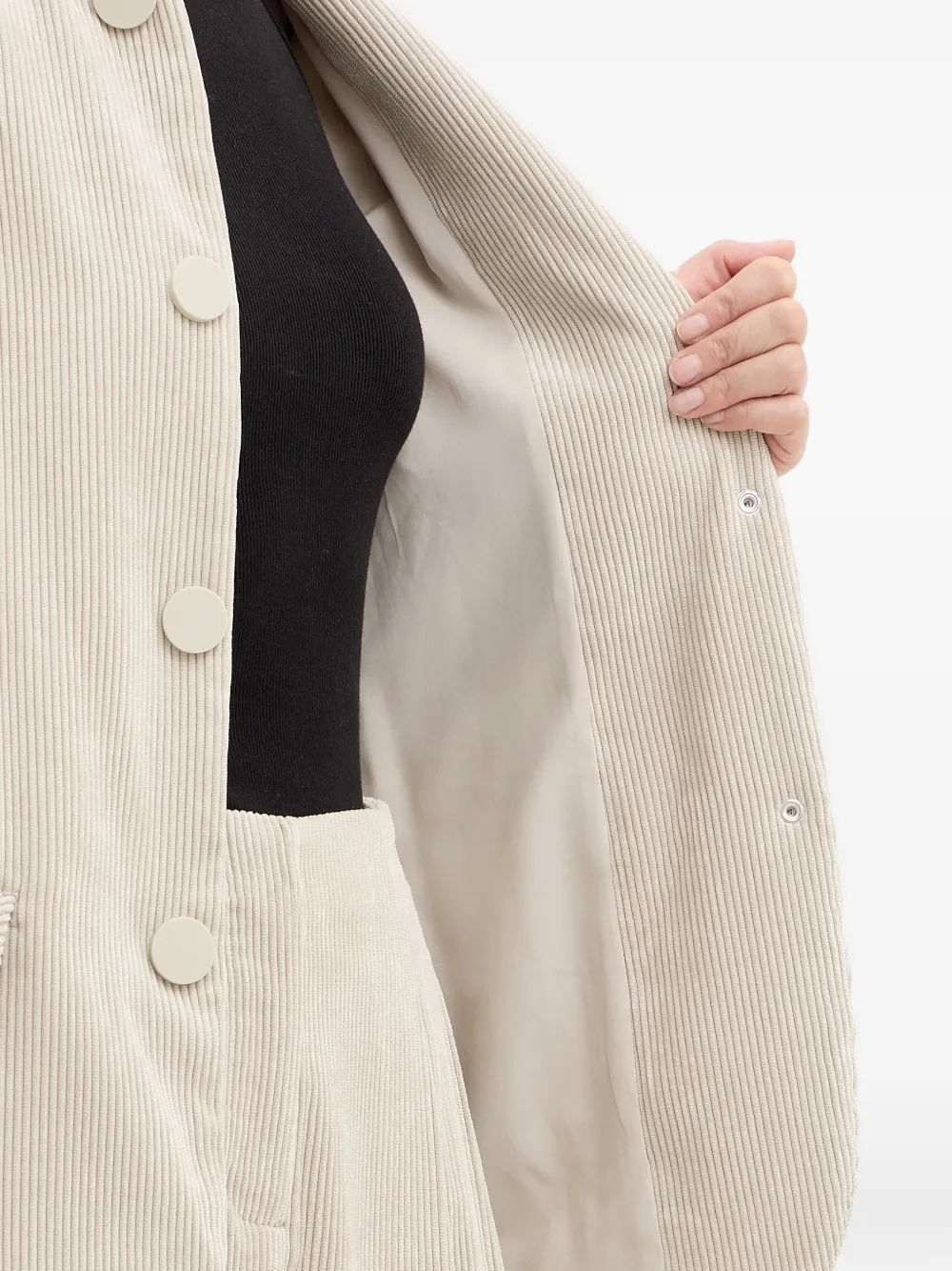 Armani Exchange Ribfluwelen blazer met knopen Beige