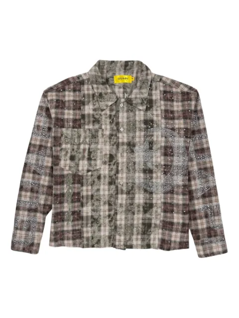 GUAPI crystal-embellished plaid shirt