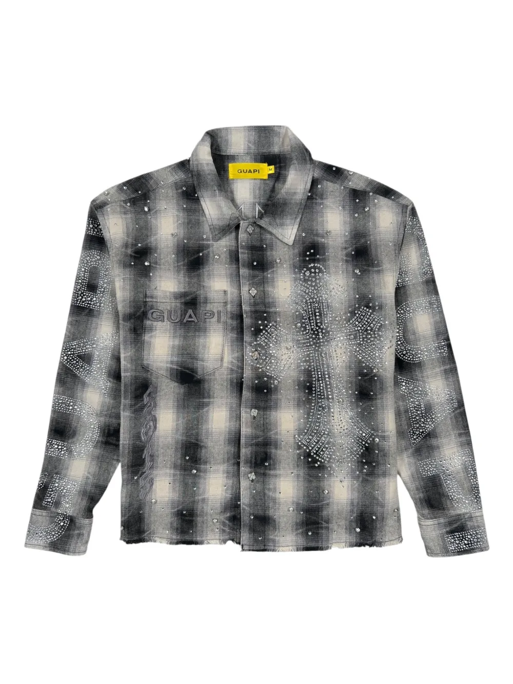 GUAPI crystal-embellished plaid flannel | Black | Image 1