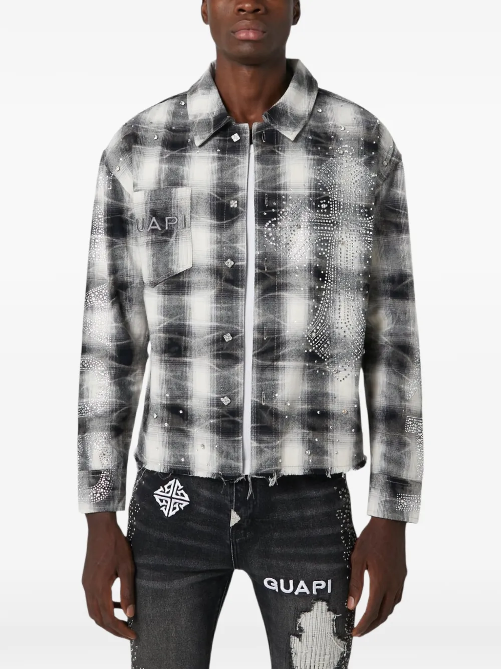 GUAPI crystal-embellished plaid flannel | Image 2