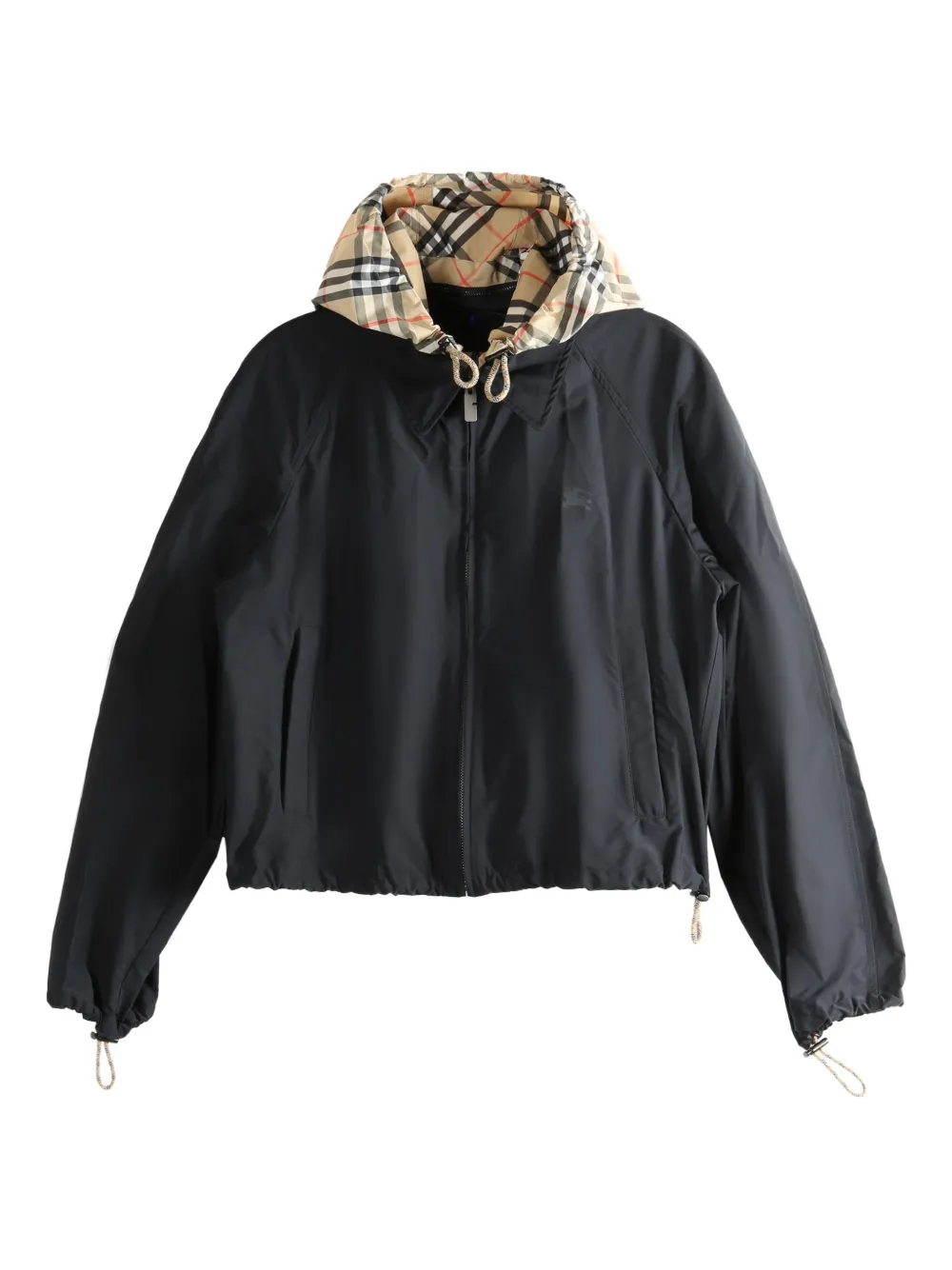 Burberry check-hood cropped jacket - Nero