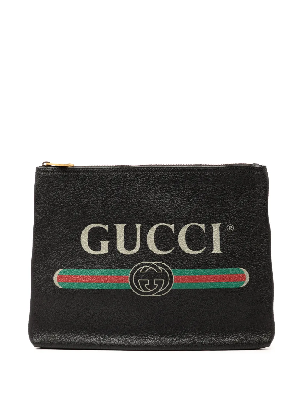 Gucci Pre-Owned 2016-2025 mittelgroße Portfolio Clutch aus Leder mit Logo - Schwarz