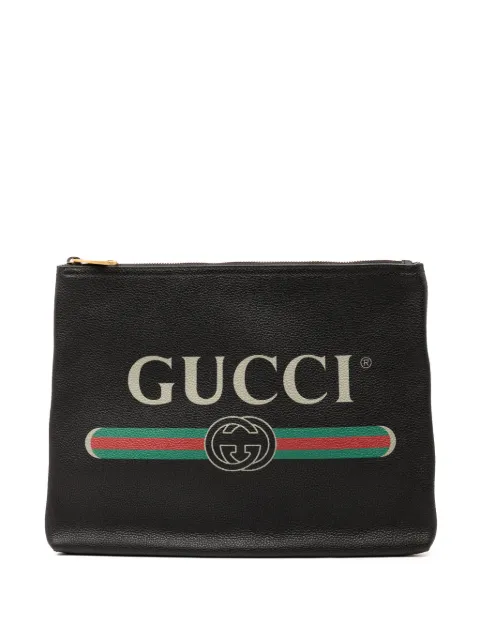 Gucci Pre-Owned 2016-2025 Medium Leather Logo Portfolio clutch bag