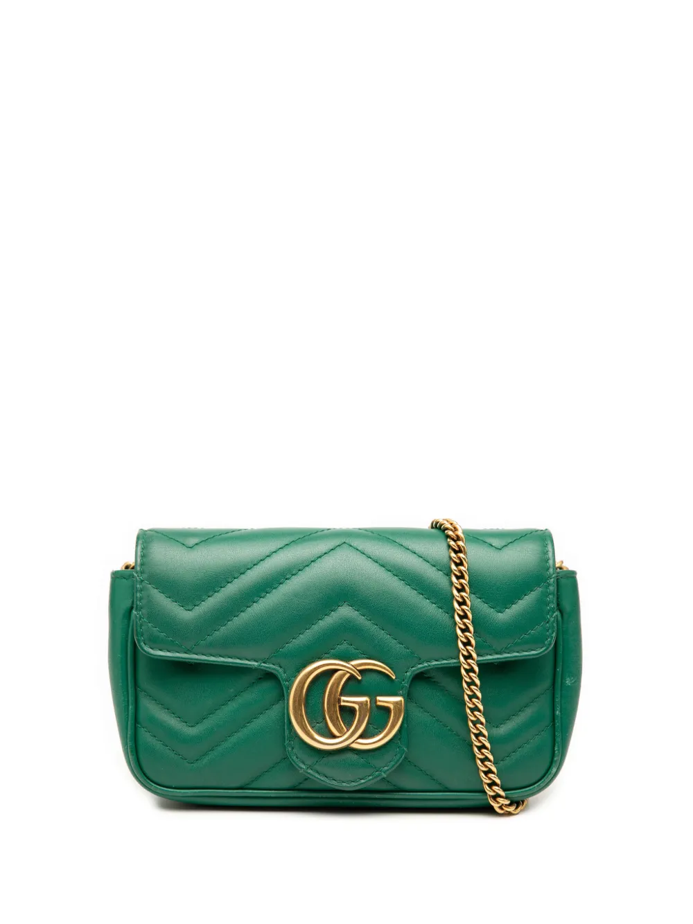 Gucci Pre-Owned Borsa a tracolla Super Mini GG Marmont in pelle matelassè con battente 2016-2025 - Verde