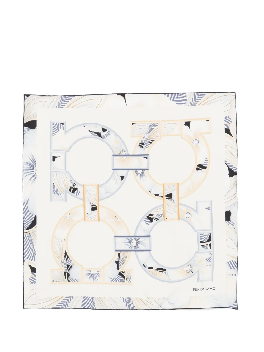 Ferragamo logo-print silk scarf - Toni neutri