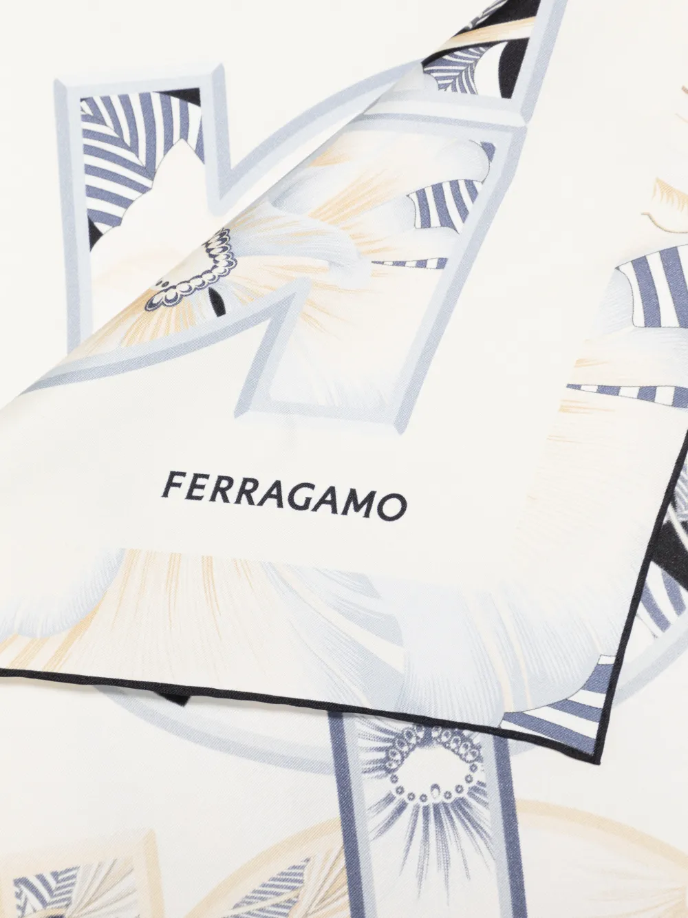  Ferragamo Logo-print Silk Scarf - Neutrals 