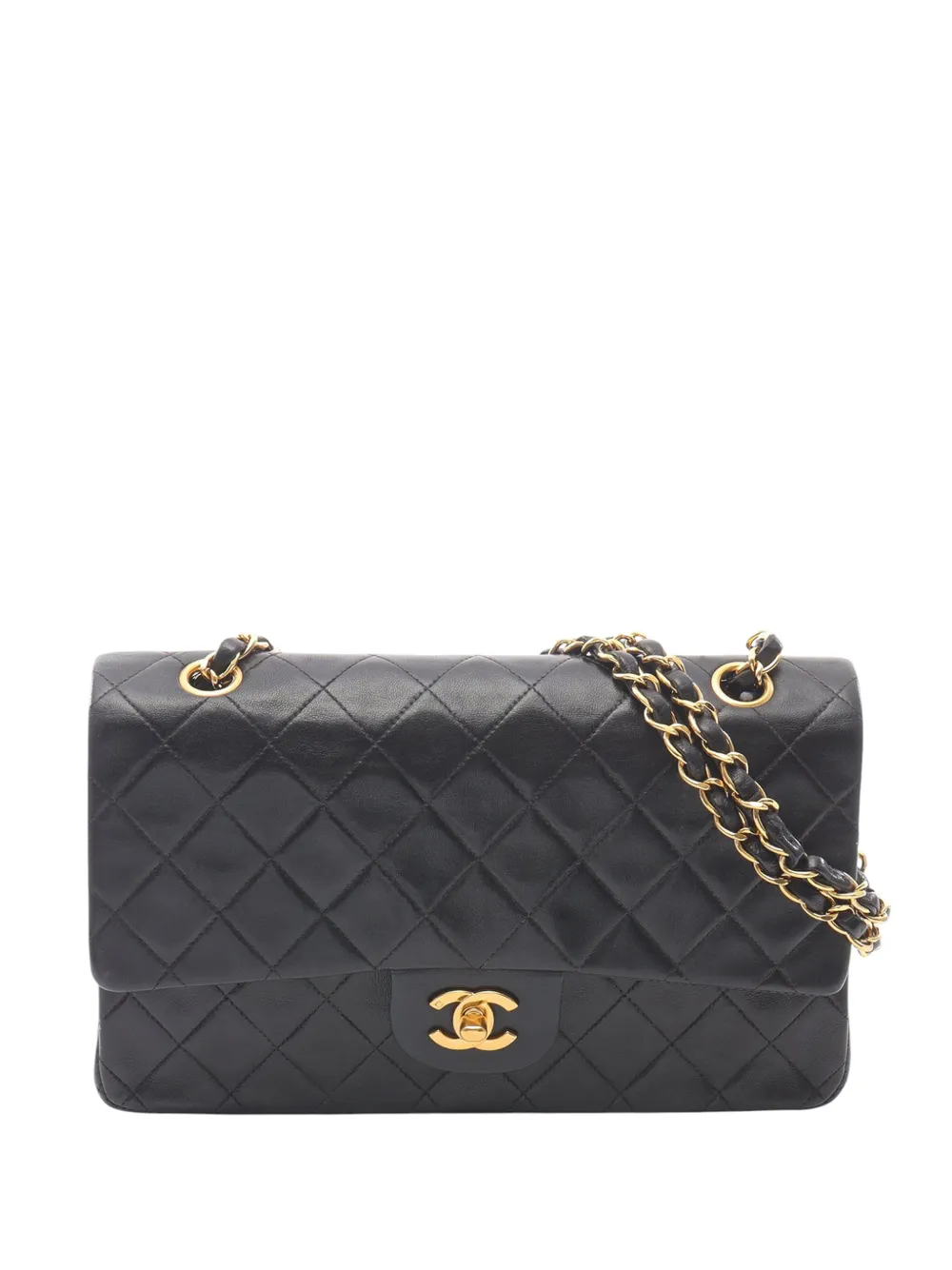 CHANEL Pre-Owned Borsa a spalla Classic Double Flap media in pelle di agnello 1996-1997 - Nero