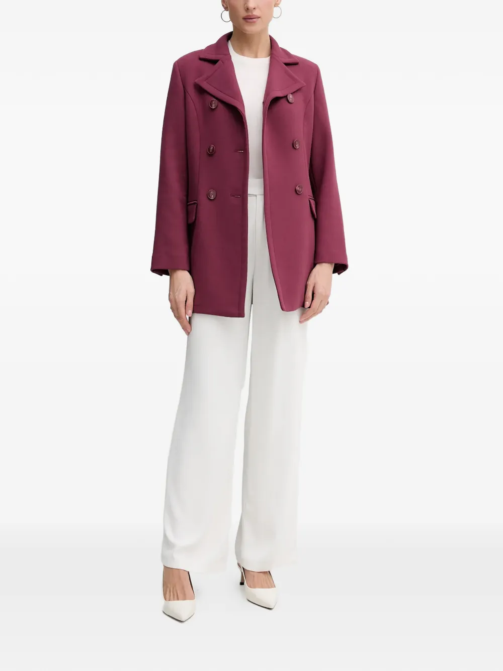  Sisley Double-breasted Coat - Red 