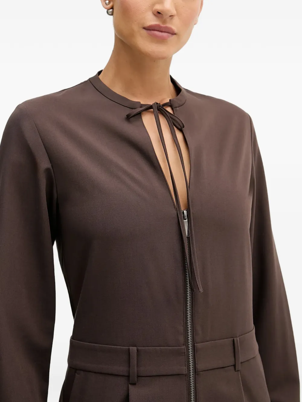 Sisley Jumpsuit met gestrikte hals Bruin