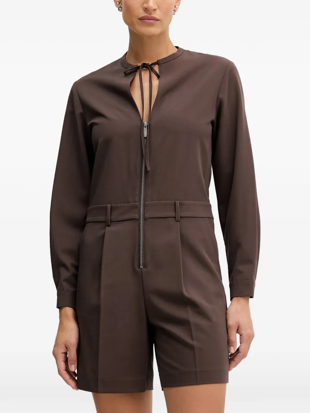 Sisley tie-neck jumpsuit - Marrone