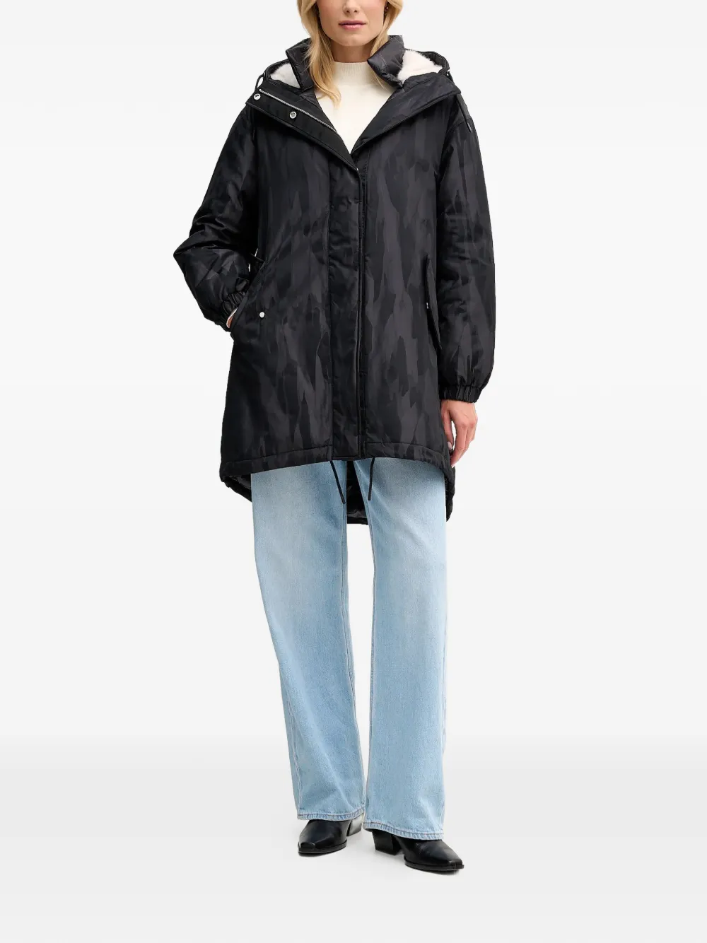  Sisley Parka Con Capucha - Negro 