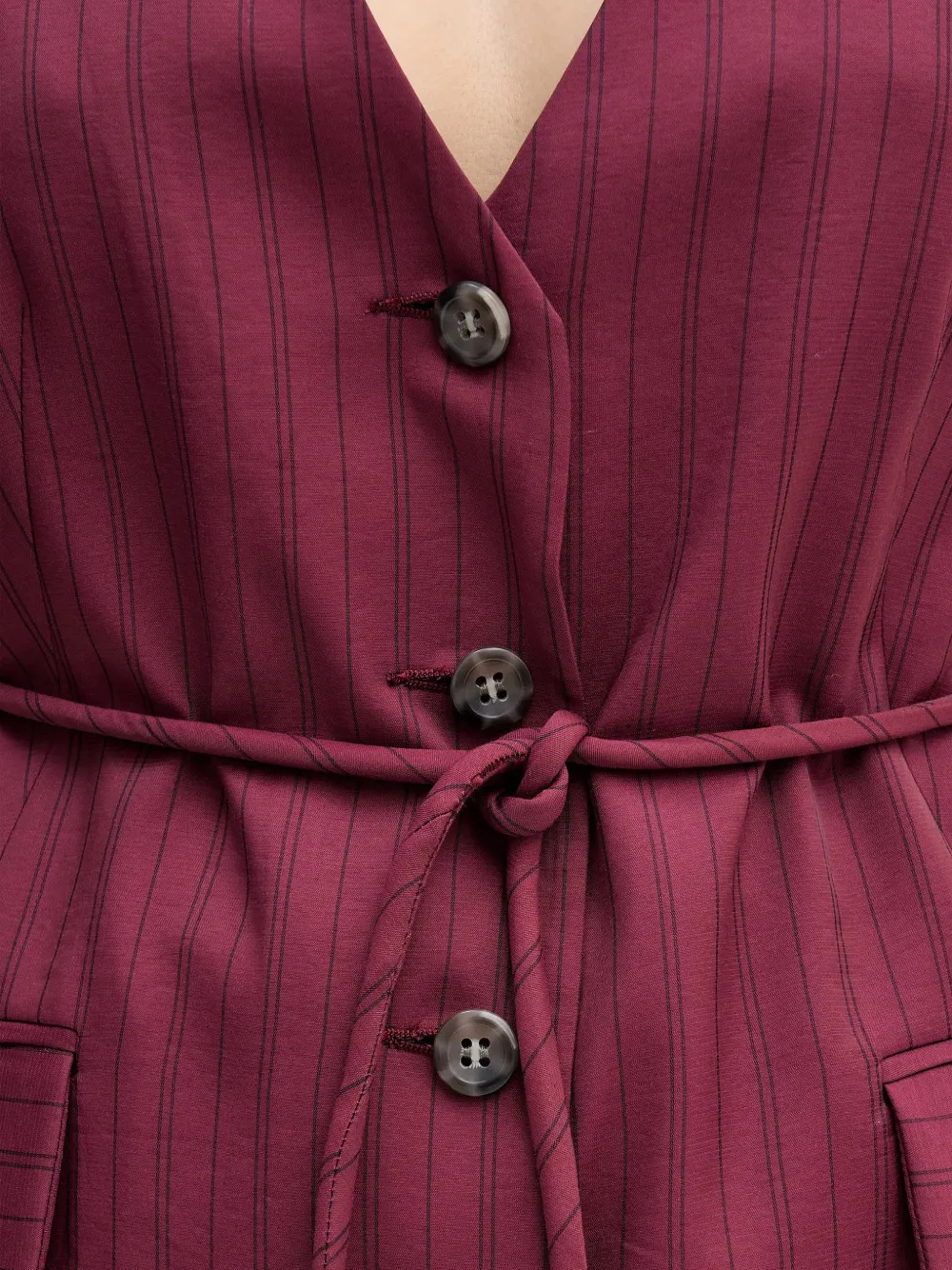 Sisley Gilet met krijtstreep en V-hals Rood