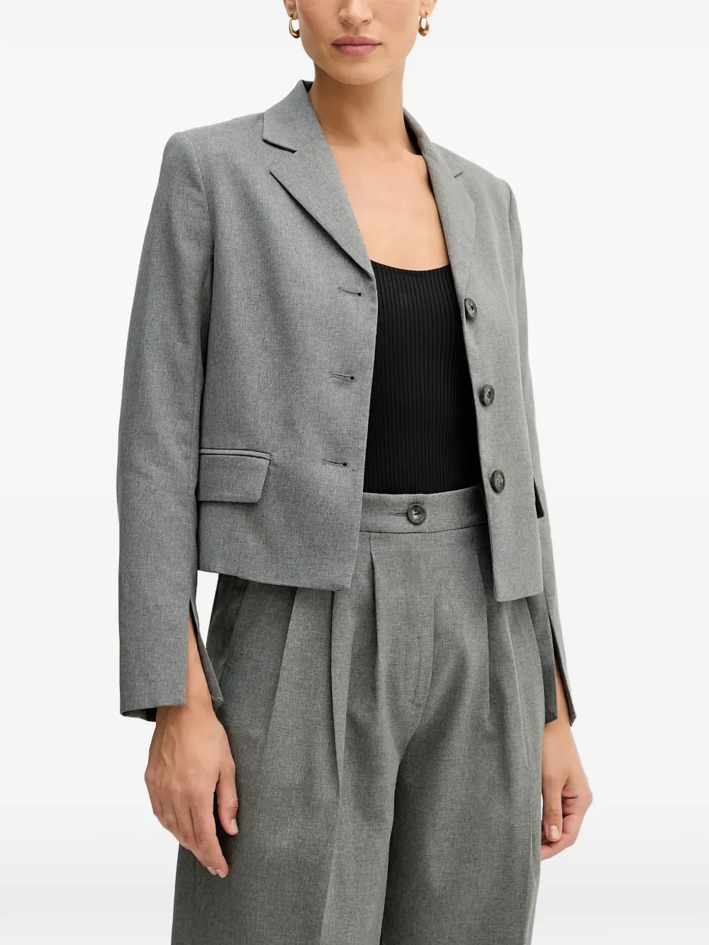 Sisley buttoned cropped blazer - Grigio