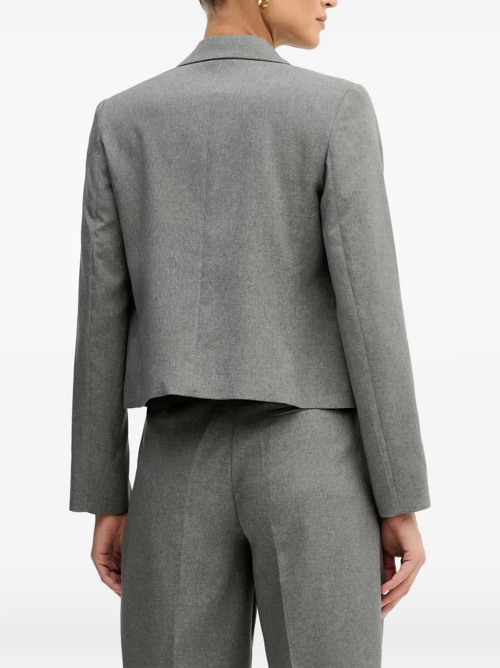  Sisley Buttoned Cropped Blazer - Grey 
