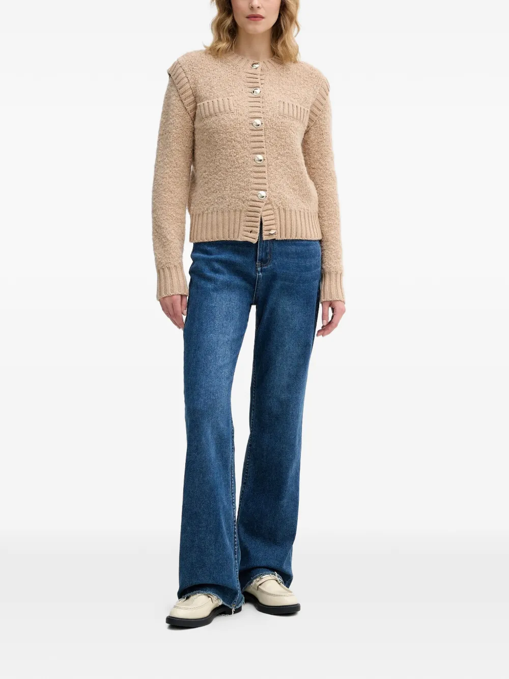  Sisley Button-fastening Chest-pockets Cardigan - Neutrals 