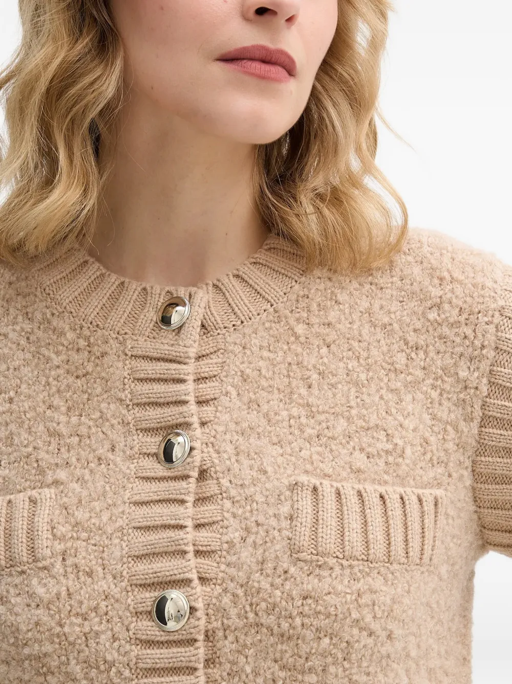 Sisley Vest met knoopsluiting en borstzakken Beige