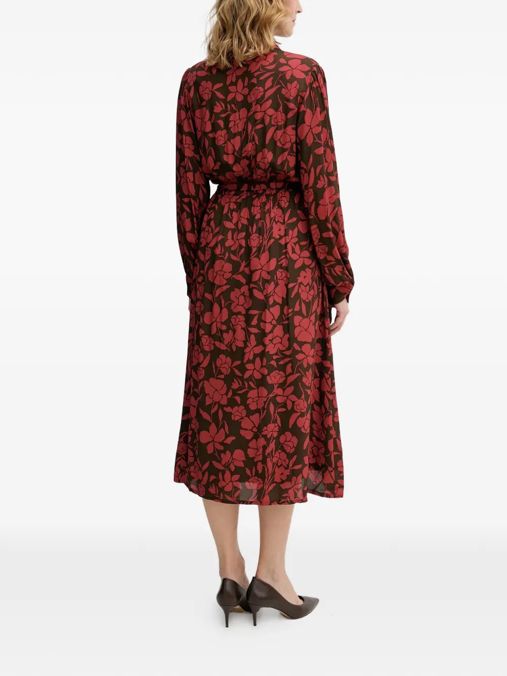 Benetton Midi-jurk met bloemenprint Bruin