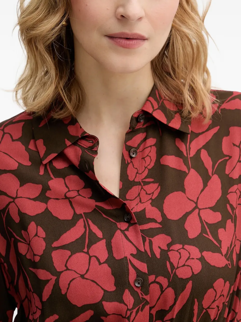 Benetton Midi-jurk met bloemenprint Bruin