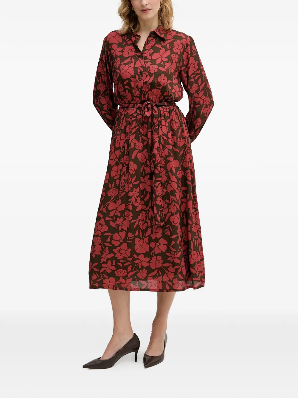 Benetton floral-pattern midi dress - Bruin