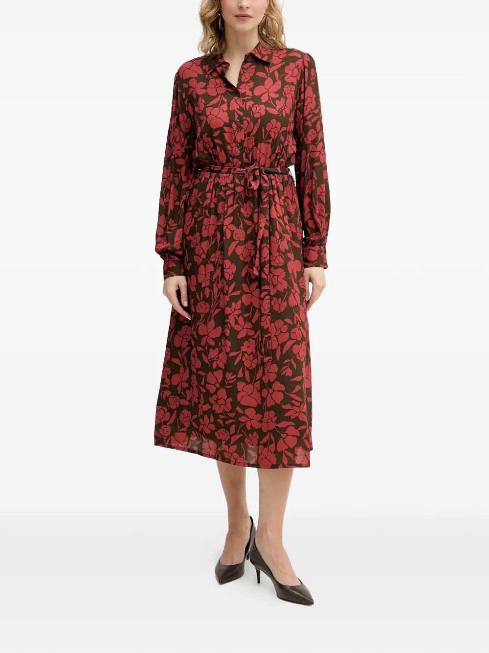 Benetton floral-pattern midi dress - Marrone