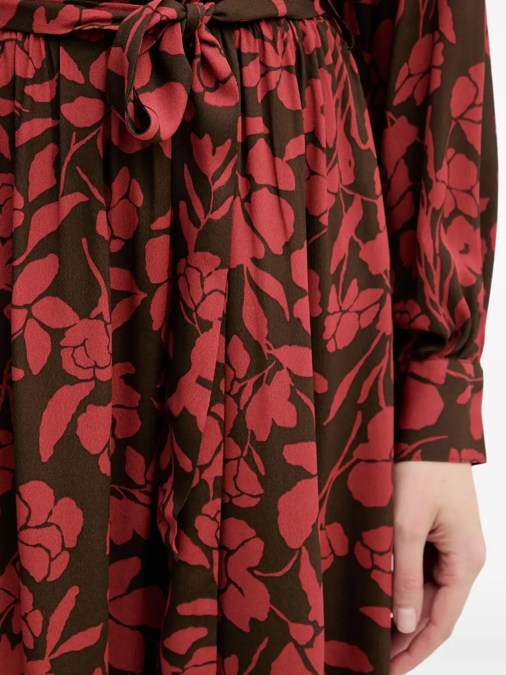 Benetton Midi-jurk met bloemenprint Bruin