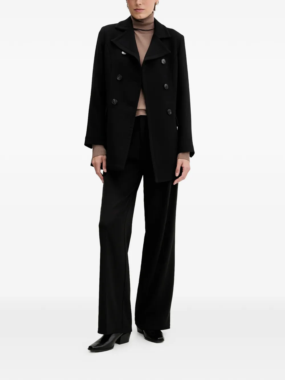  Sisley Double-breasted Coat - Black 