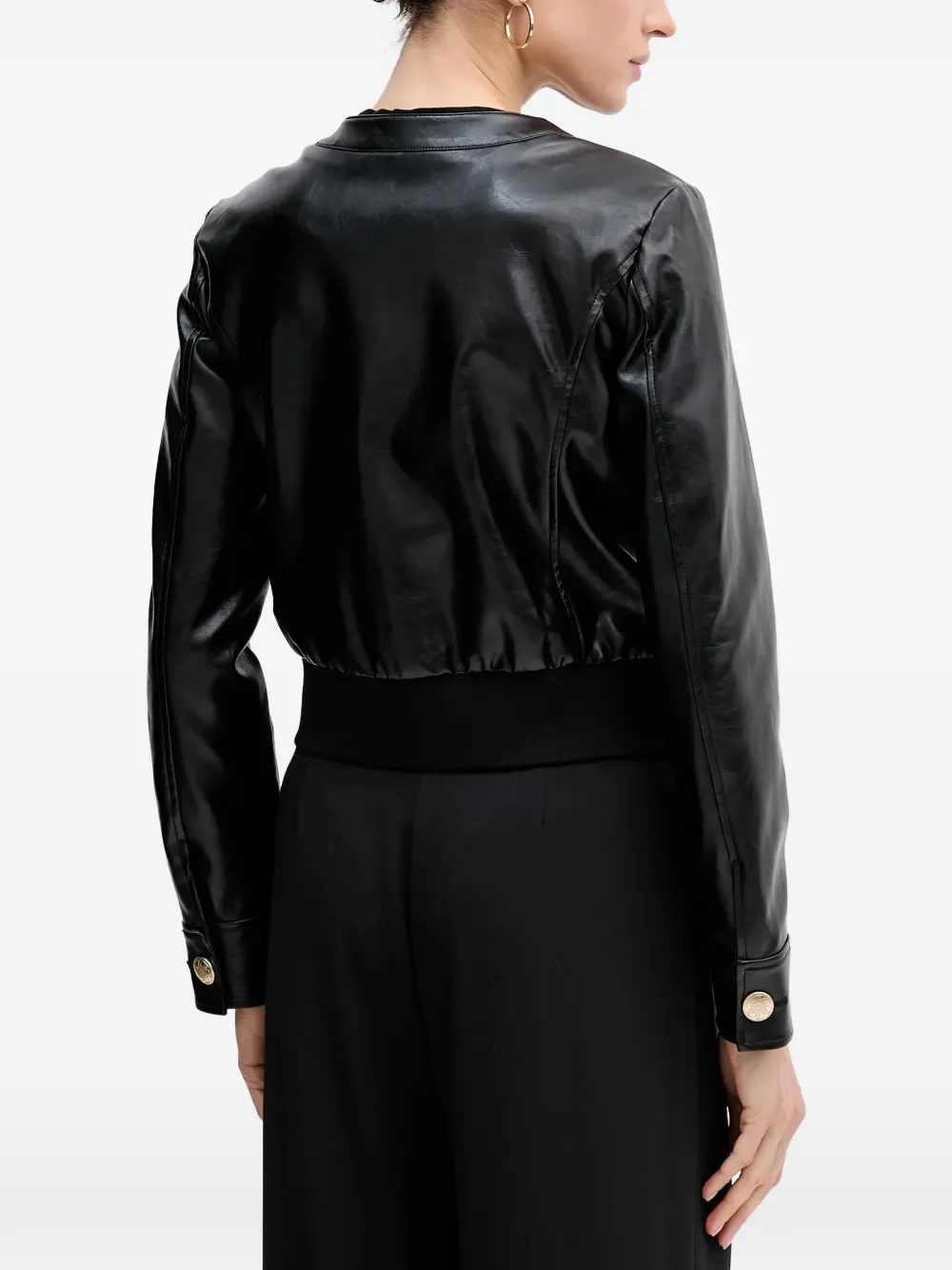  Sisley Flap-pockets Zipped Biker Jacket - Black 