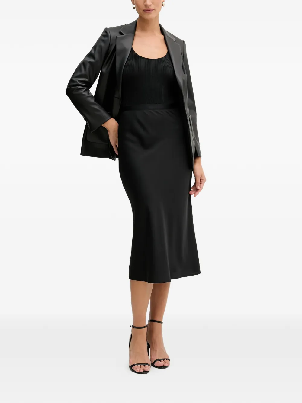  Sisley Faux-leather Blazer - Black 