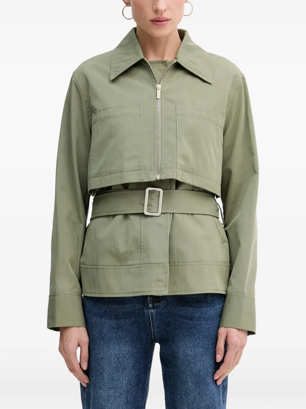 Sisley belted jacket - Verde