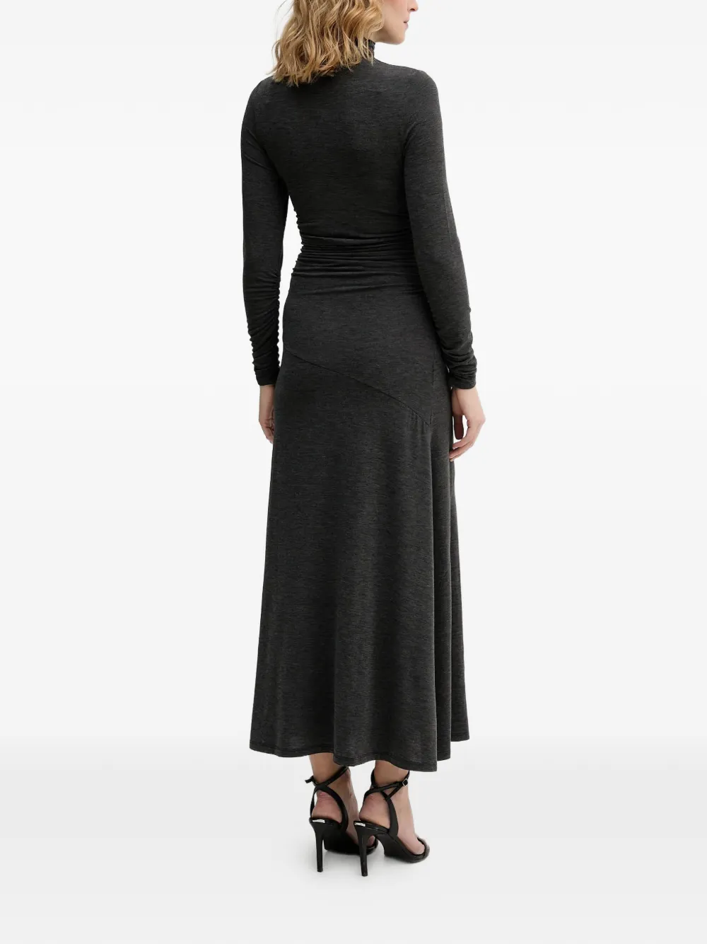  Sisley Ruched Roll-neck Midi Dress - Grey 
