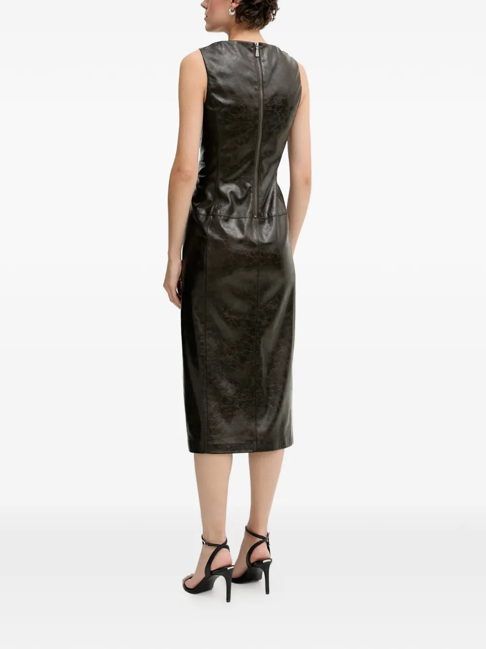 Sisley Midi-jurk met gesmockt detail Zwart