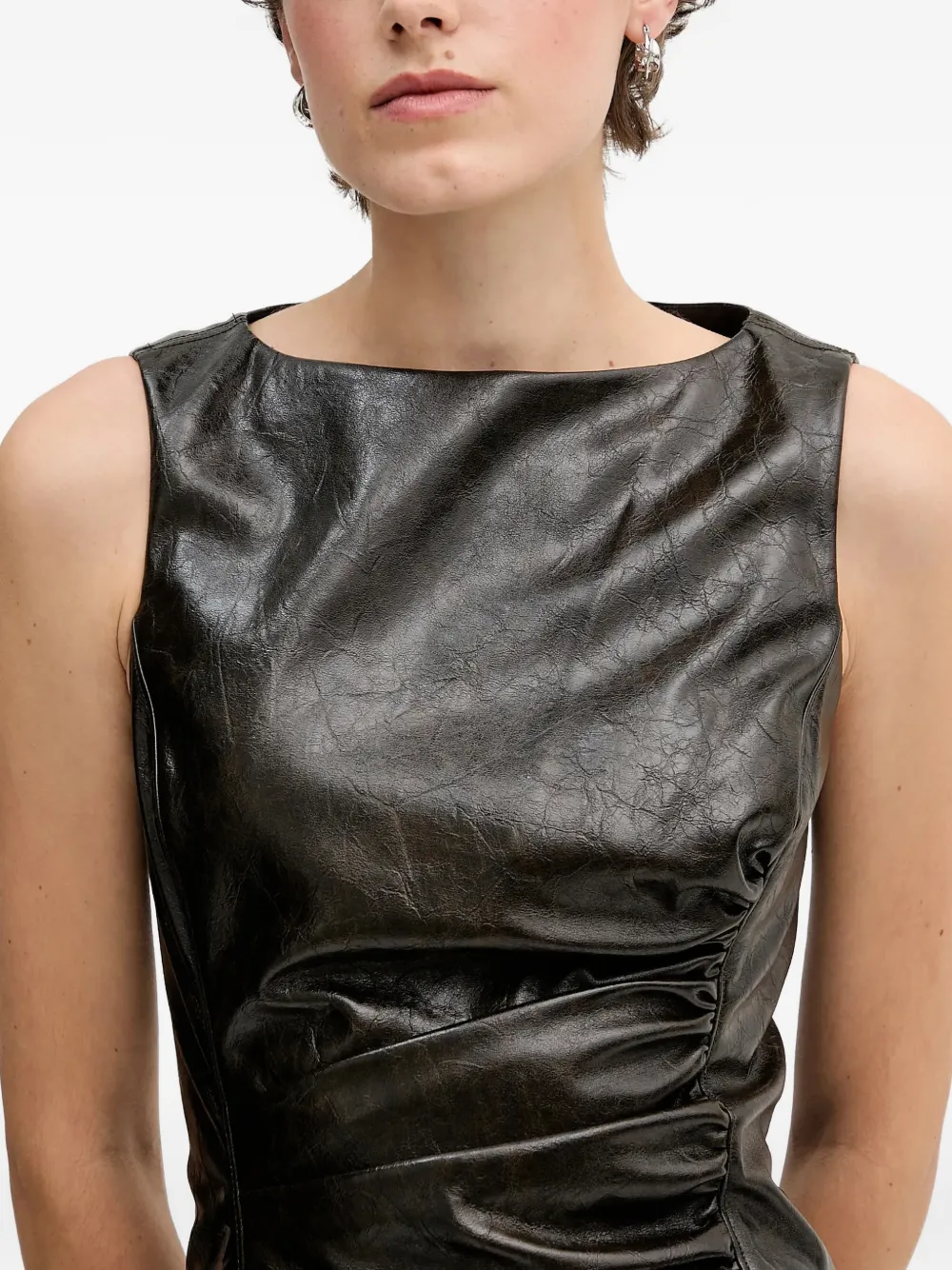 Sisley Midi-jurk met gesmockt detail Zwart