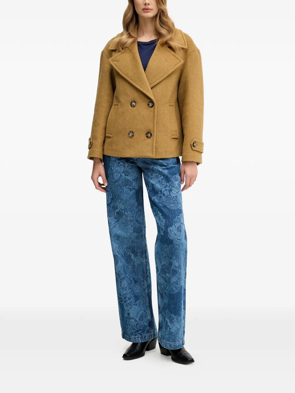 Buttoned V-Neck Jacket