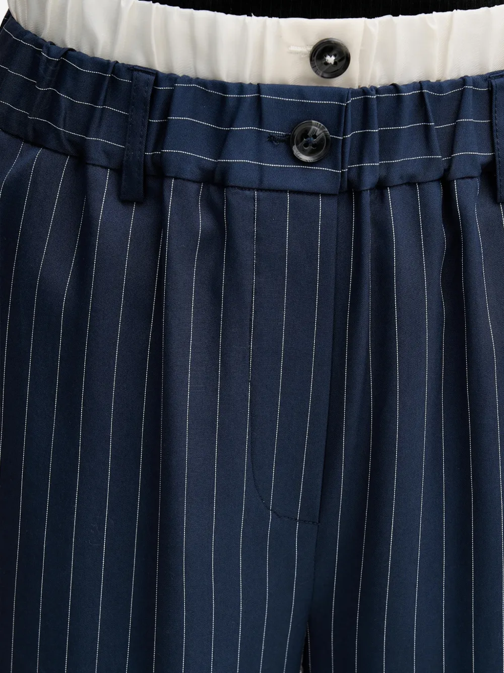 Sisley Broek met krijtstreep en knopen Blauw