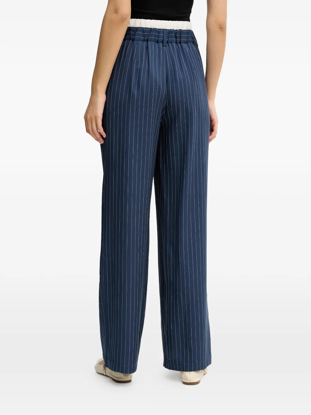  Sisley Pinstripe Buttoned Trousers - Blue 