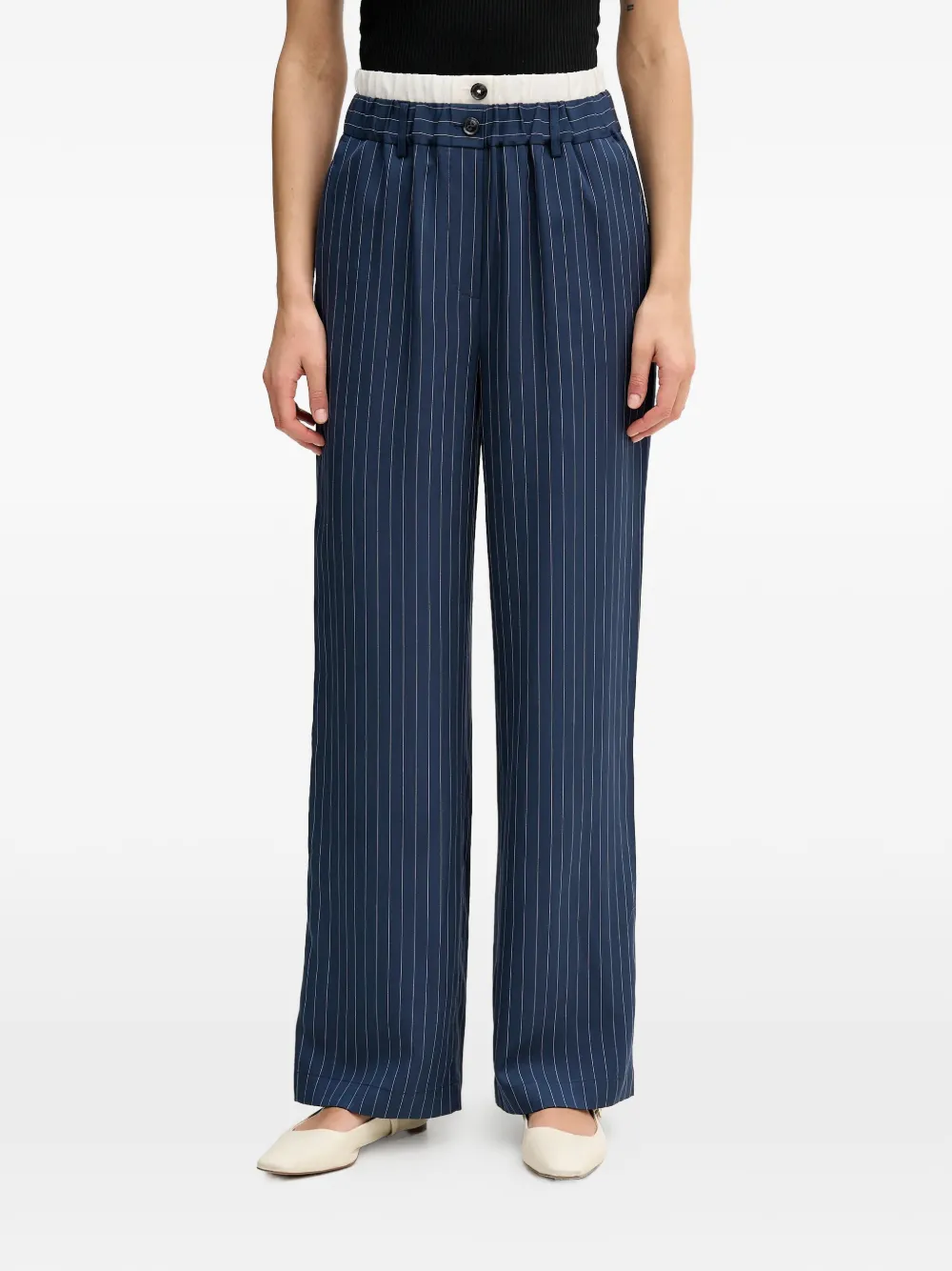 Sisley pinstripe buttoned trousers - Blu