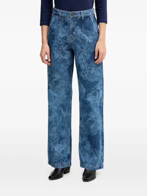 Sisley floral-pattern button-fastening jeans