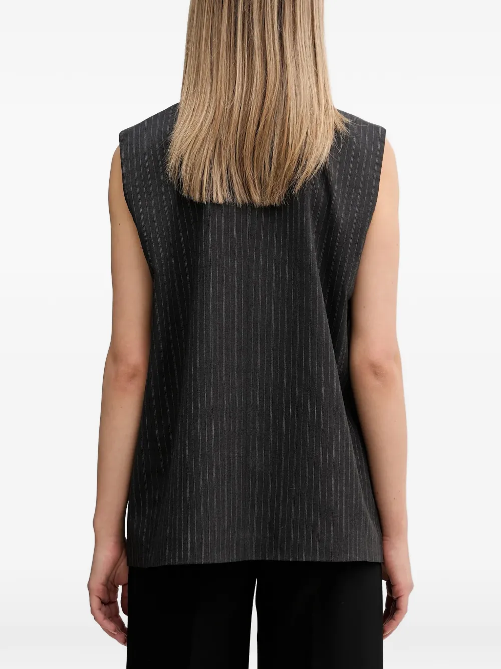 Sisley Gilet met krijtstreep en V-hals Grijs