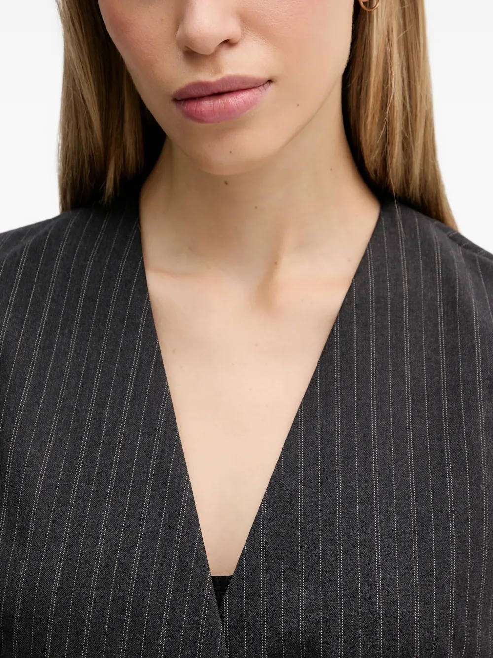 Sisley Gilet met krijtstreep en V-hals Grijs