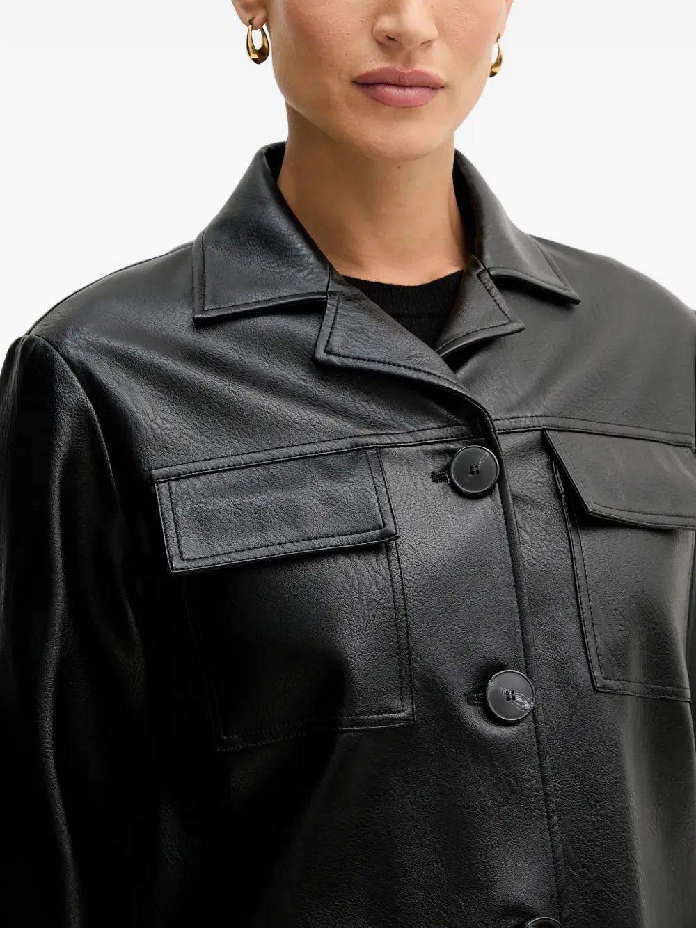 Sisley Shirtjack met zakken en knopen Zwart