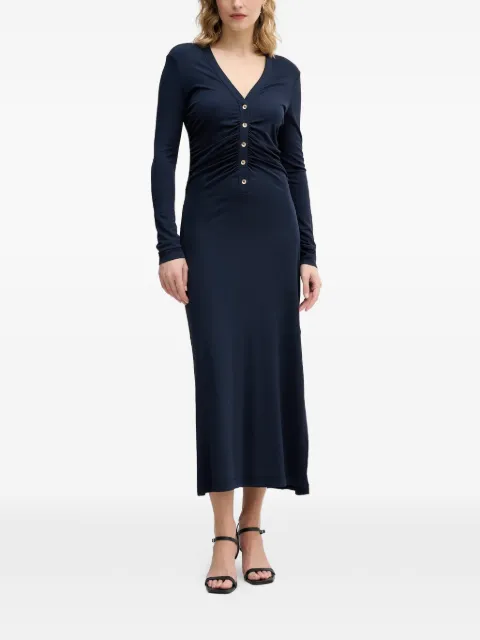Sisley buttoned ruched midi dress