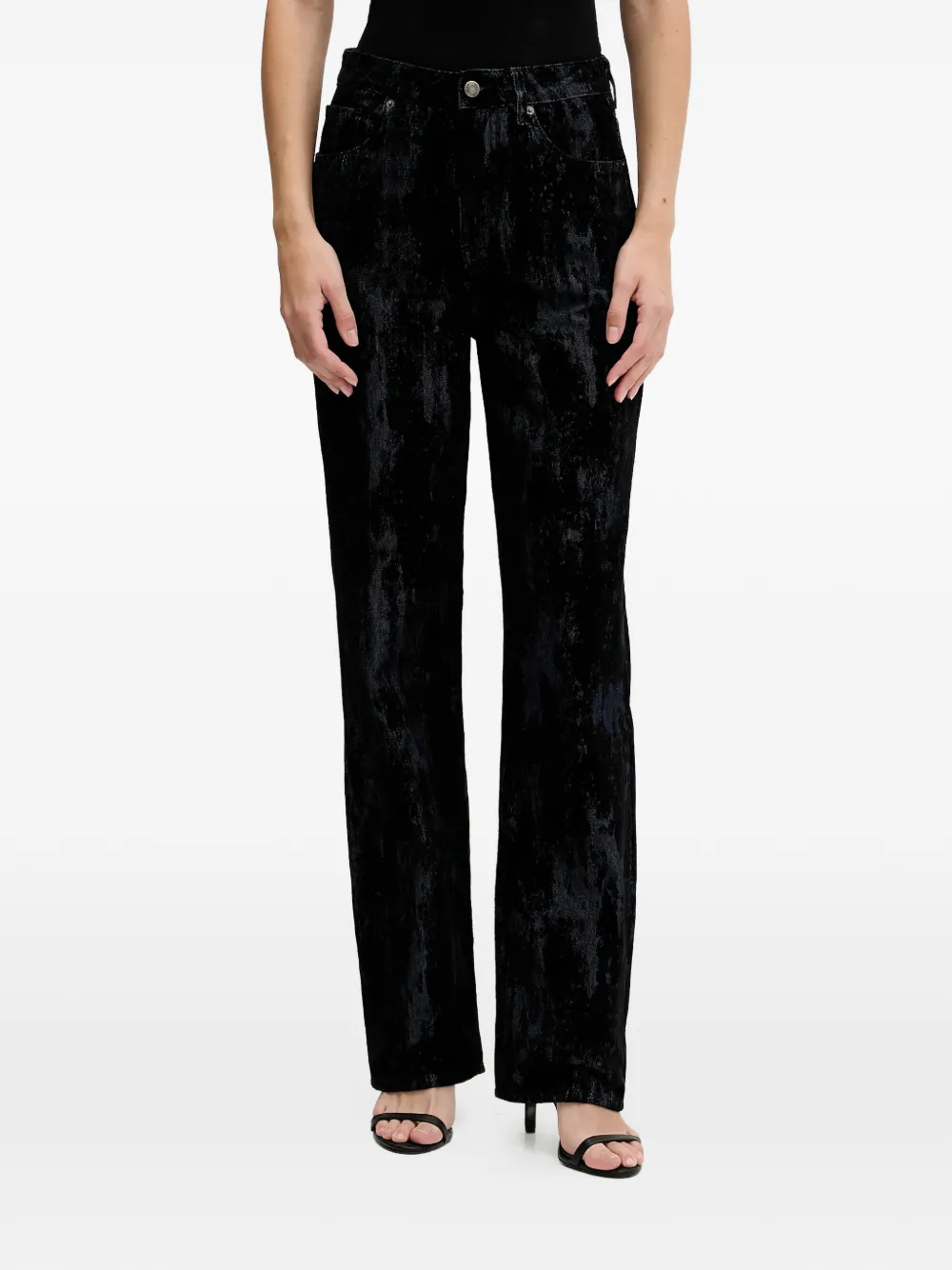 Sisley textured-effect straight-leg jeans - Nero