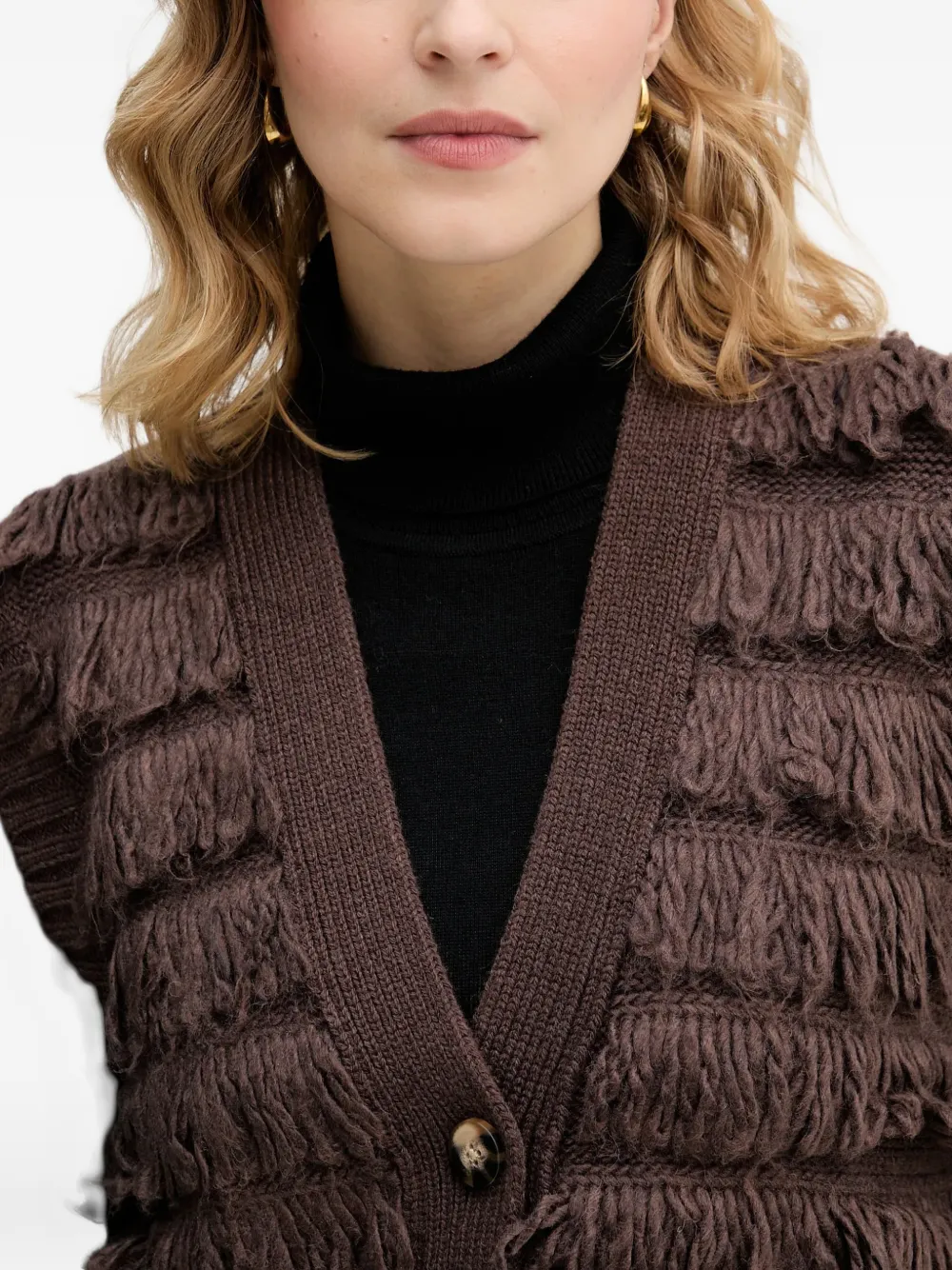 Fringed Sleeveless Cardigan