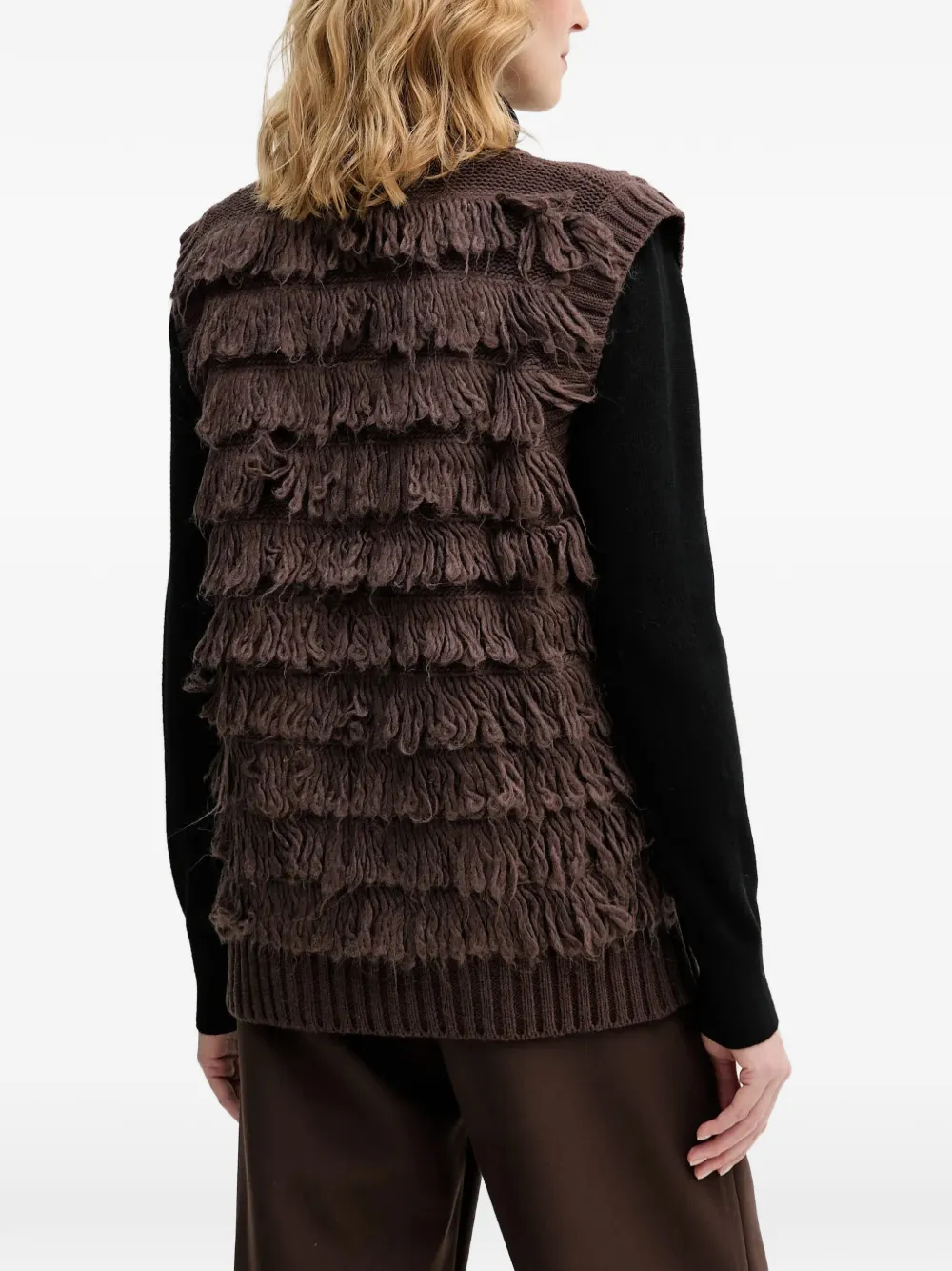 Fringed Sleeveless Cardigan