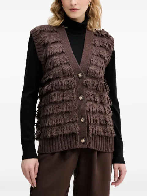 Sisley fringed sleeveless cardigan