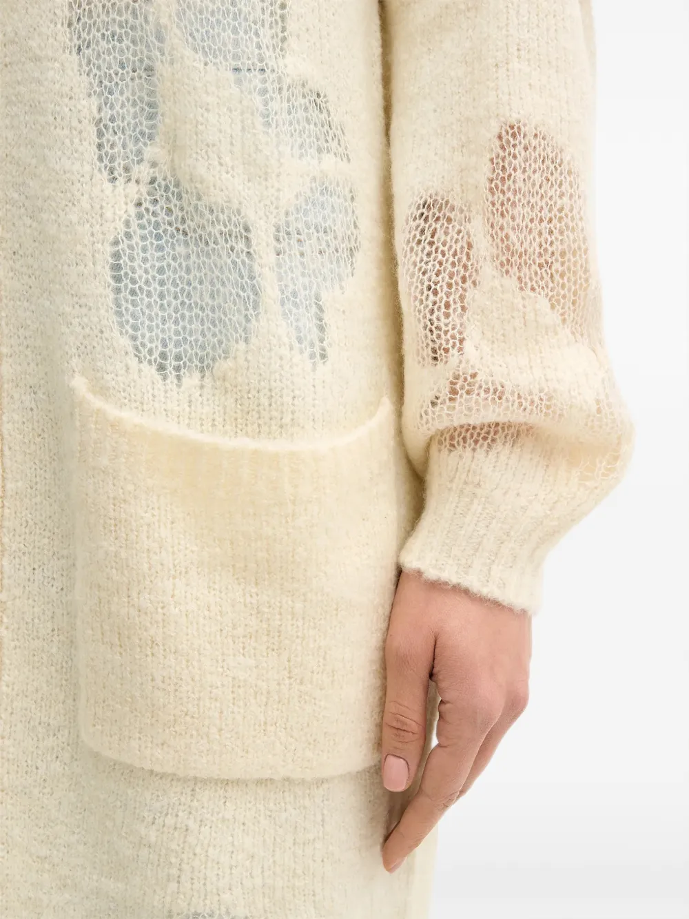 Benetton Trui met ritszak en patroon Beige